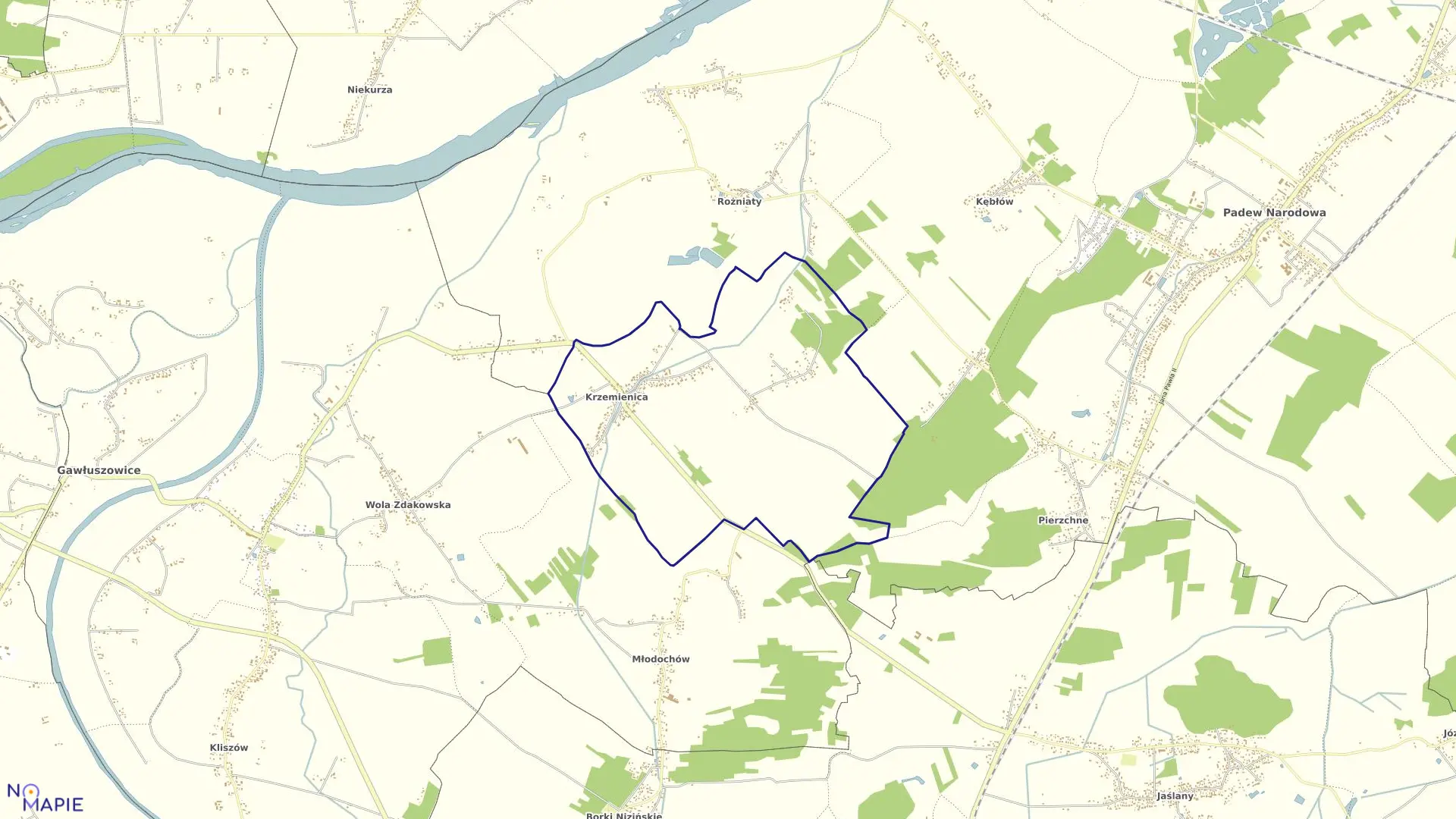 Mapa obrębu Krzemienica w gminie Gawłuszowice