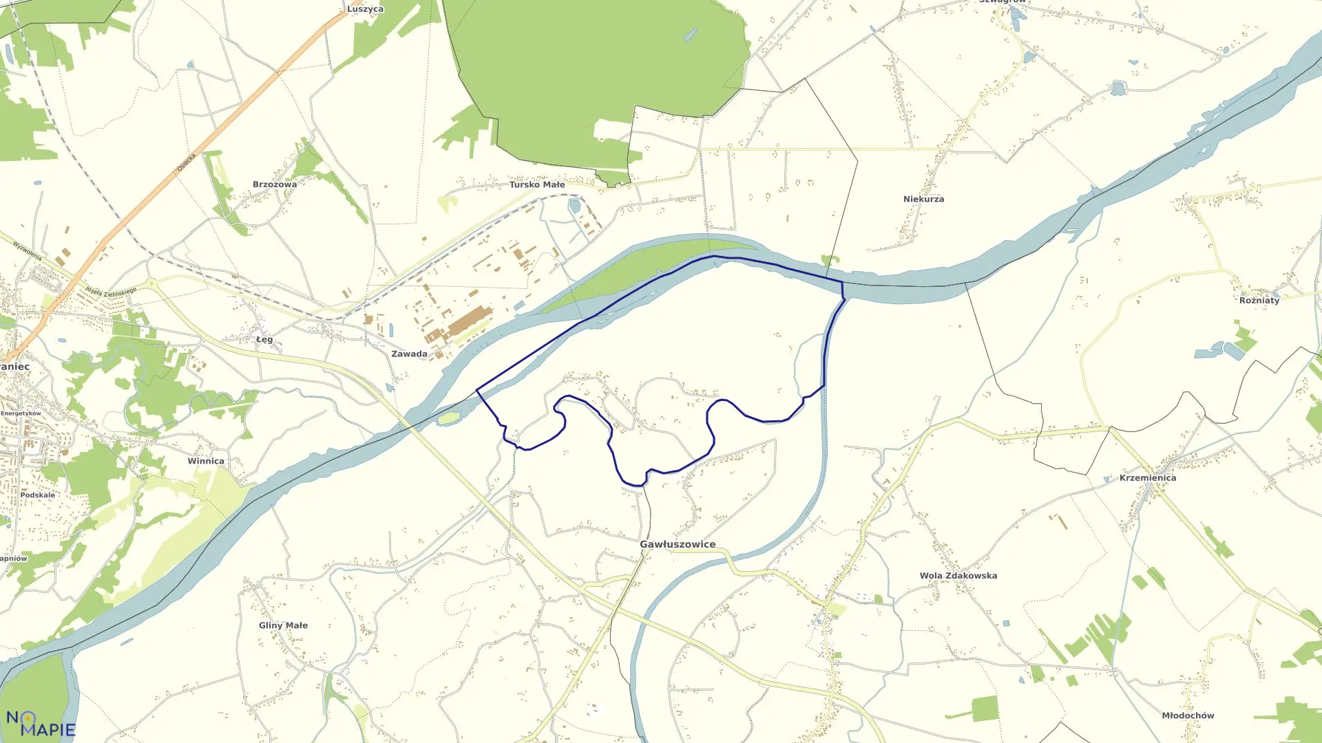 Mapa obrębu Ostrówek w gminie Gawłuszowice